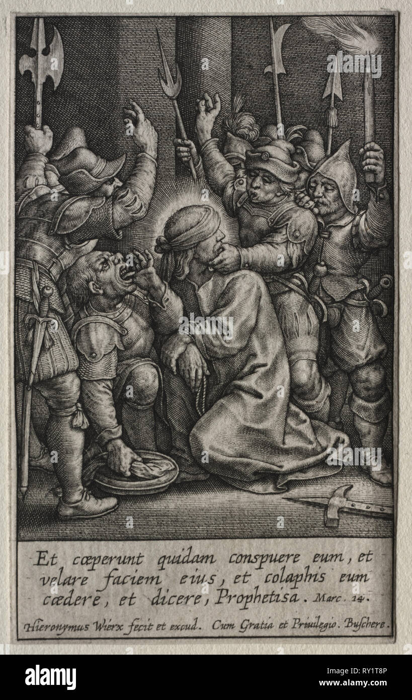 La passione: il beffardo di Cristo. Hieronymus WIERIX (fiammingo, 1553-1619). Incisione Foto Stock