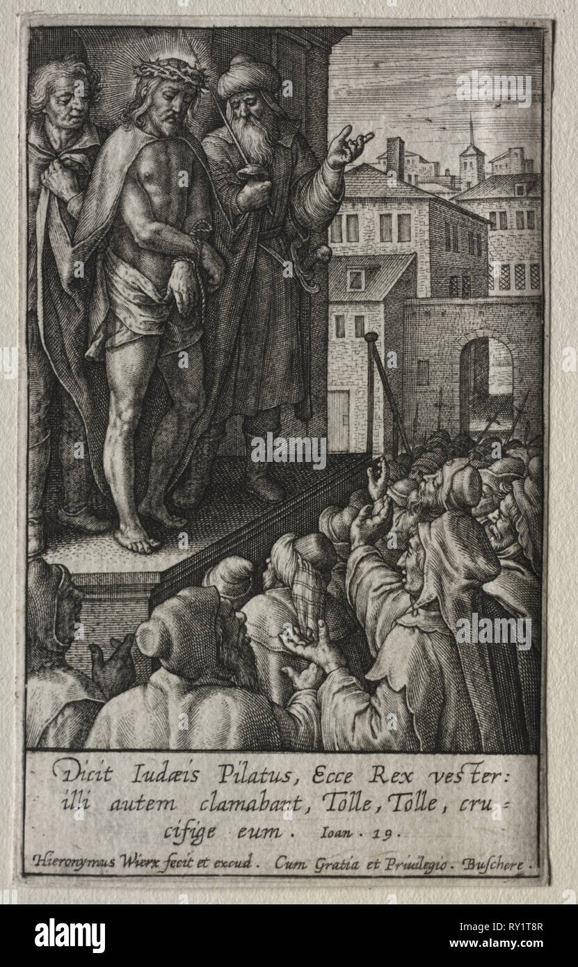 La Passione di Cristo presentato al popolo. Hieronymus WIERIX (fiammingo, 1553-1619). Incisione Foto Stock