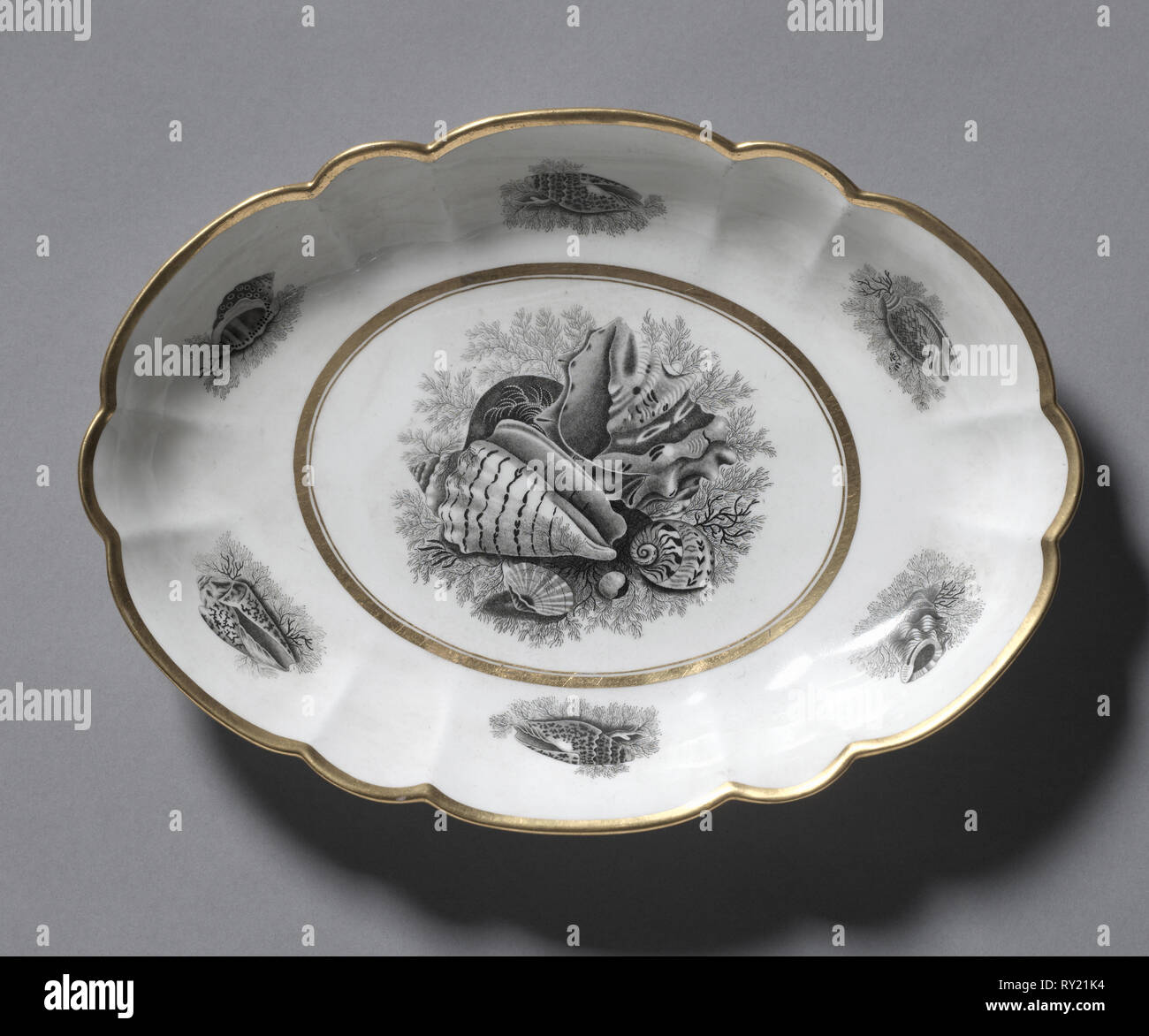 Piatto ovale, 1807-1813. Barr, volo & Barr (britannico). Porcellana; complessivo: 28,3 x 20,4 cm (11 1/8 x 8 1/16 in Foto Stock