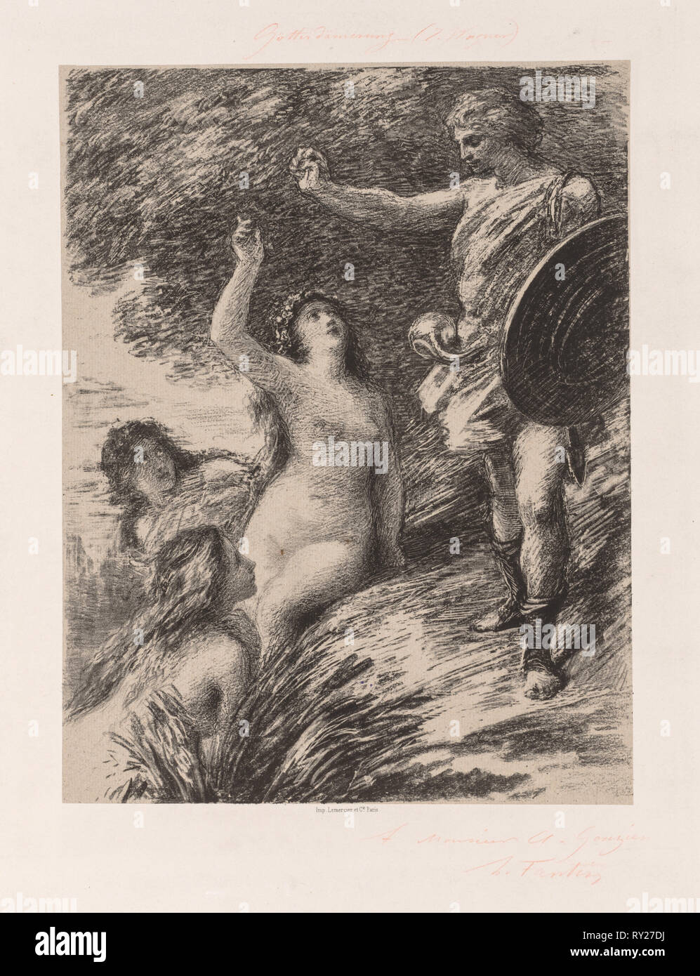 Siegfried e le figlie del Reno, c. 1880. Henri Fantin-Latour (Francese, 1836-1904). Litografia Foto Stock