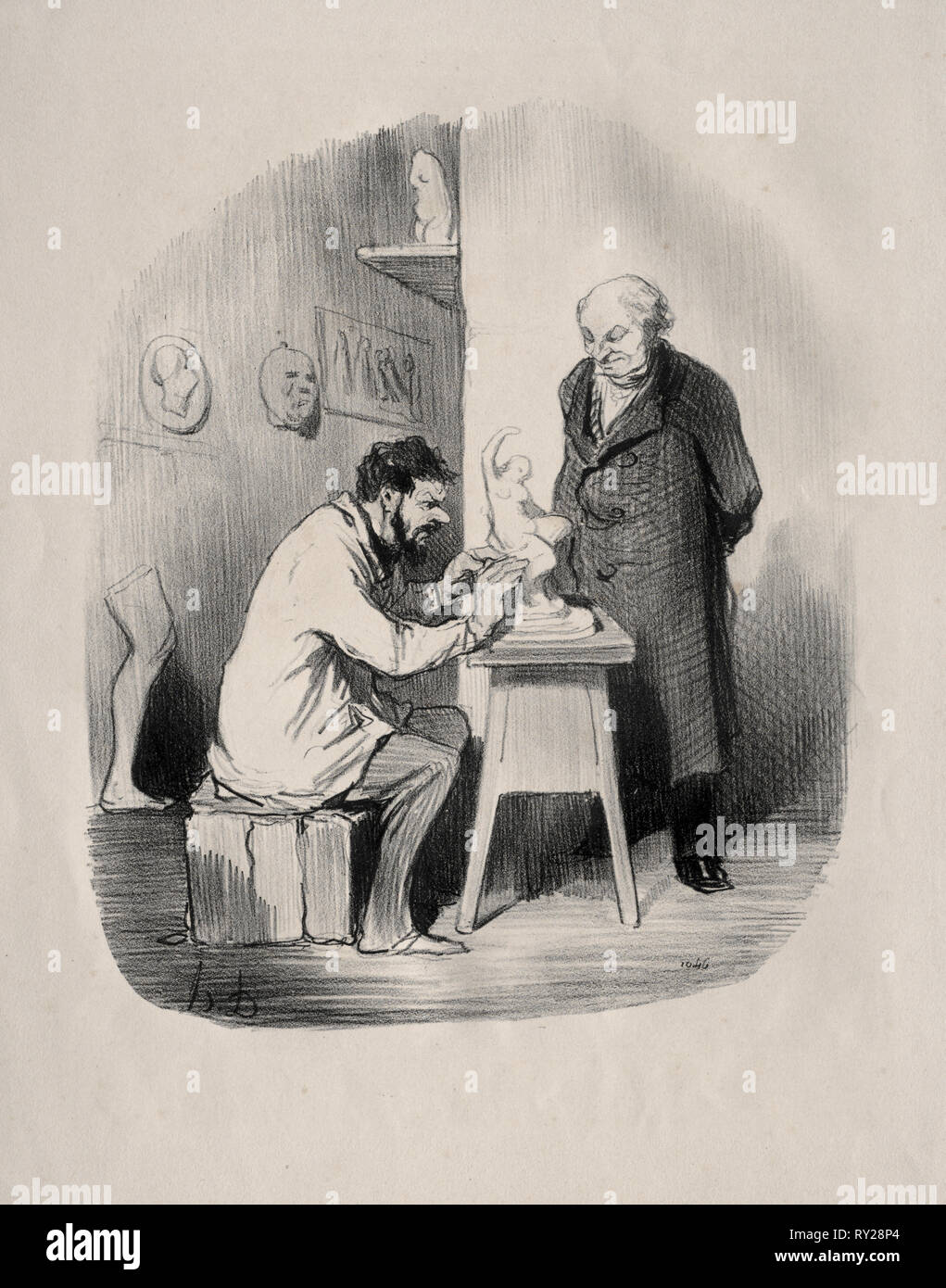 Pubblicato in le Charivari (no du 21 avril 1848): gli artisti, piastra 2: è necessario modello di me in questo modo un giorno, 1848. Honoré Daumier (Francese, 1808-1879). Litografia; foglio: 36 x 27,5 cm (14 3/16 x 10 13/16 in Foto Stock