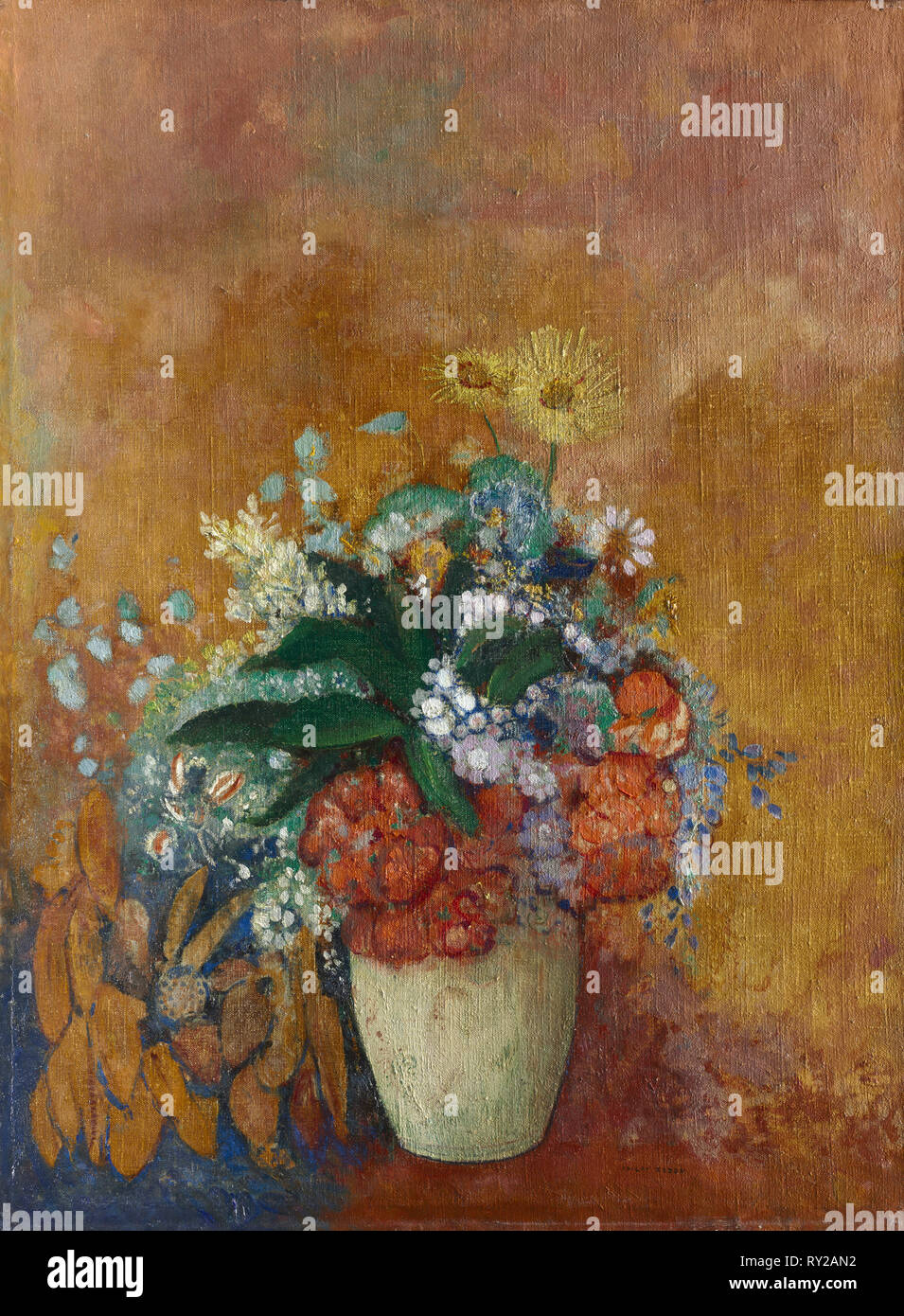 Vaso di fiori, c. 1905. Odilon Redon (Francese, 1840-1916). Olio su tessuto; incorniciato: 90,8 x 62,2 x 10,2 cm (35 3/4 x 24 1/2 x 4 in.); senza cornice: 73 x 59 cm (28 3/4 x 23 1/4 in Foto Stock