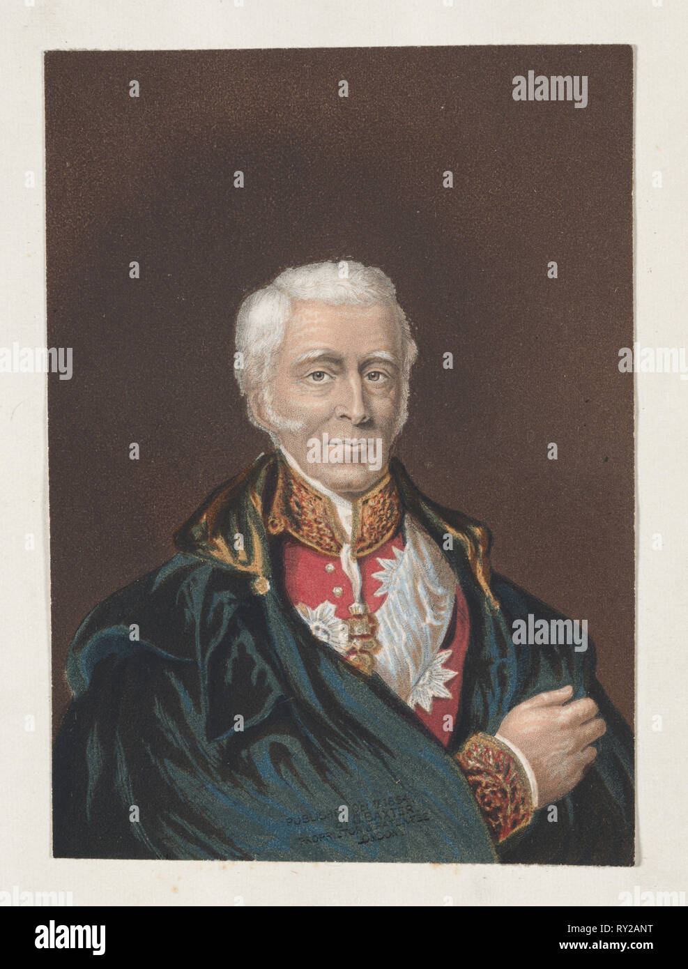 Arthur Wellesley Duca di Wellington, 1854. George Baxter (British, 1804-1867). Baxter processo; platemark: 11,5 x 8,4 cm (4 1/2 x 3 5/16" Foto Stock