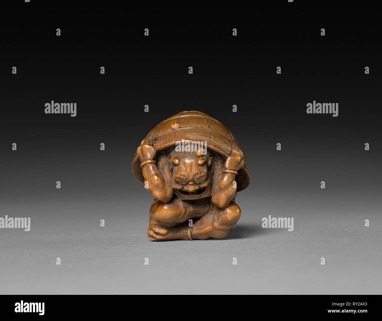 Demone, 1615-1868. Giappone, Periodo Edo (1615-1868). Legno; complessivo: 3,6 cm (1 7/16 in Foto Stock