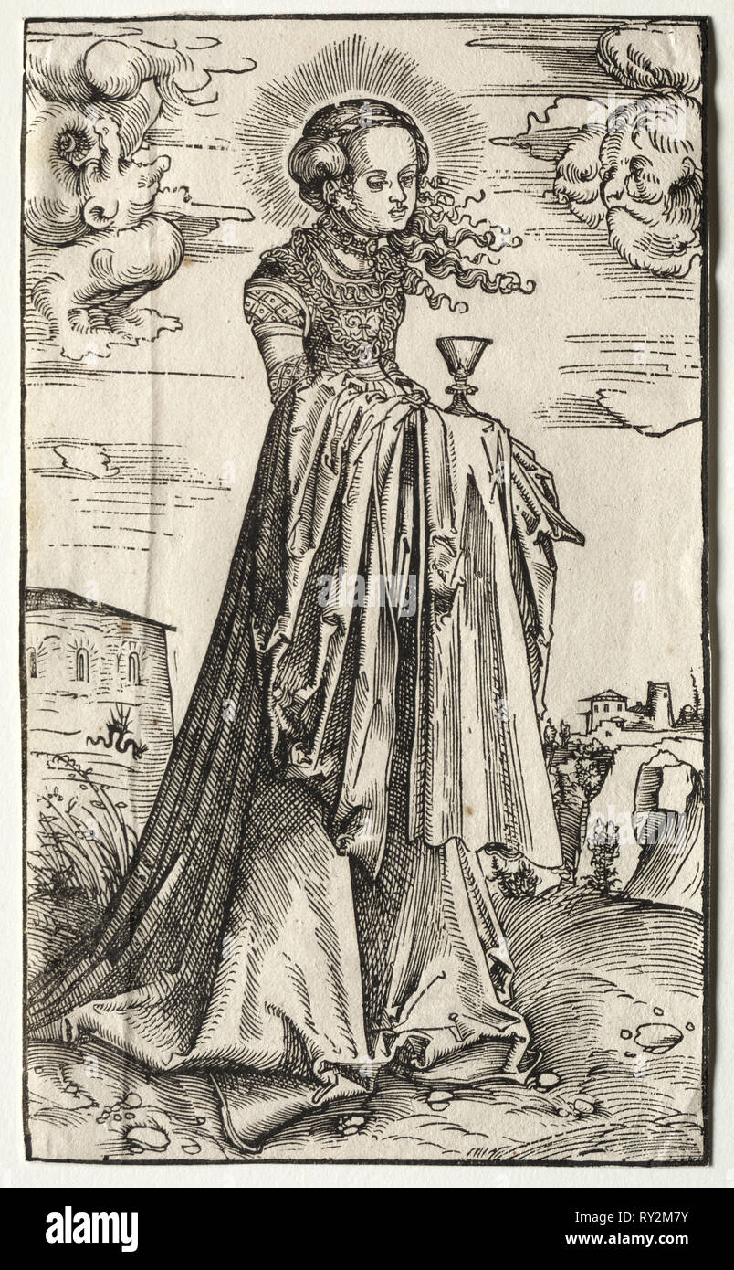 Santa Barbara. Lucas Cranach (Tedesco, 1472-1553). Xilografia Foto Stock