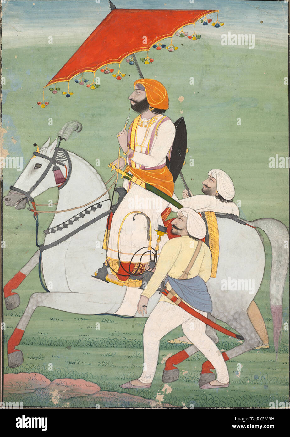 Raja Gulab Singh, c. 1830-1840. India, xix secolo. Colore su carta; complessivo: 19,8 x 13,8 cm (7 13/16 x 5 7/16 in Foto Stock