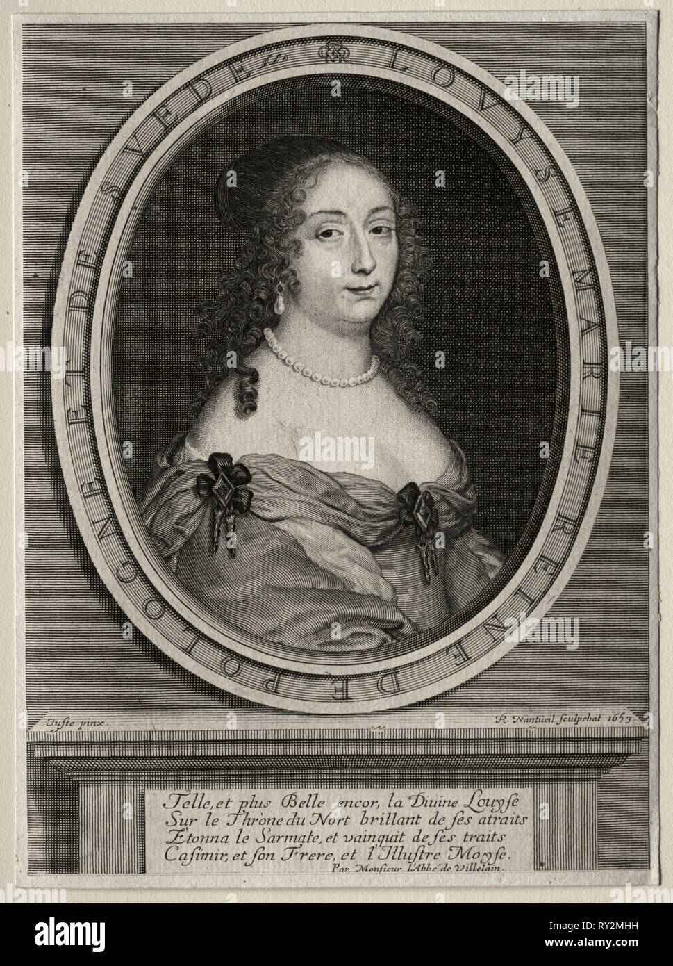 Marie Louise de Gonzague, Reine de Pologne, 1653. Robert Nanteuil (Francese, 1623-1678). Incisione Foto Stock