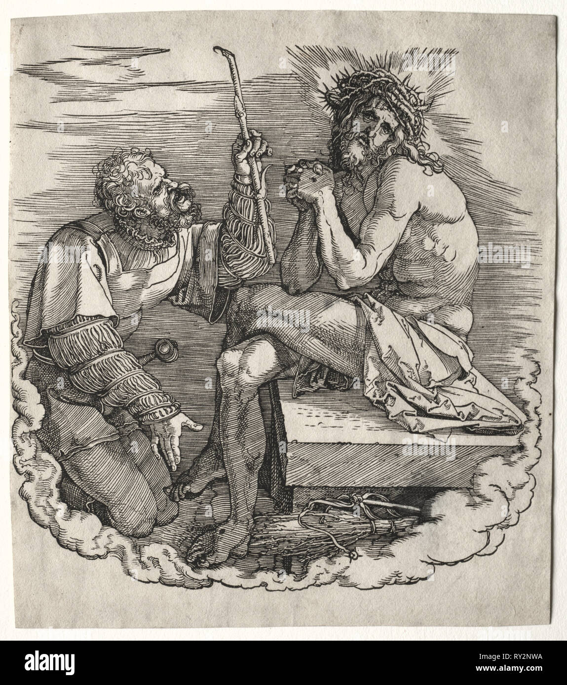 La grande passione: Titolo pagina - Cristo, uomo dei dolori che ben conosce il patire. Albrecht Dürer (Tedesco, 1471-1528). Xilografia Foto Stock