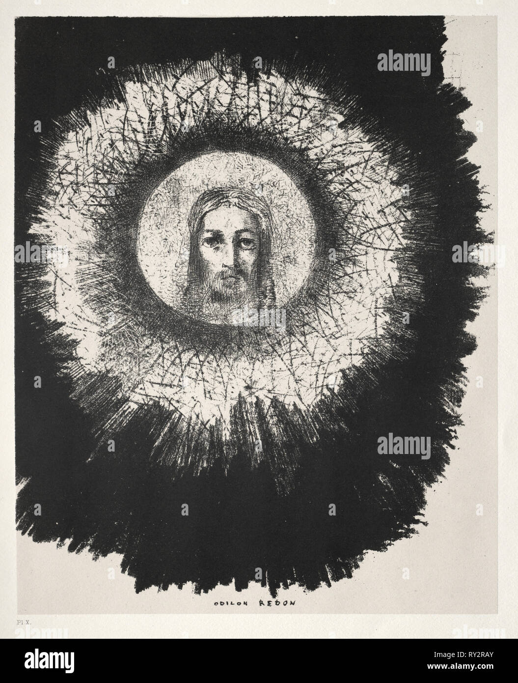 La Tentazione di Sant Antonio, 1888. Odilon Redon (Francese, 1840-1916). Litografia Foto Stock