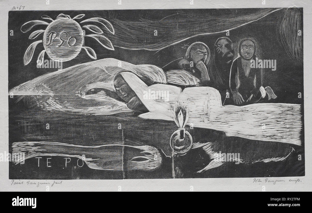 Noa Noa: Te Po (notte eterna), 1893-94. Paul Gauguin (Francese, 1848-1903). Xilografia Foto Stock