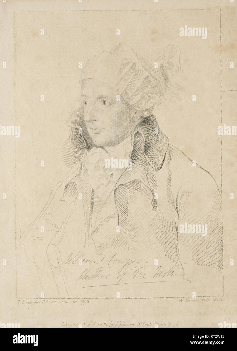 William Cowper, 1802. William Blake (British, 1757-1827). Incisione Foto Stock