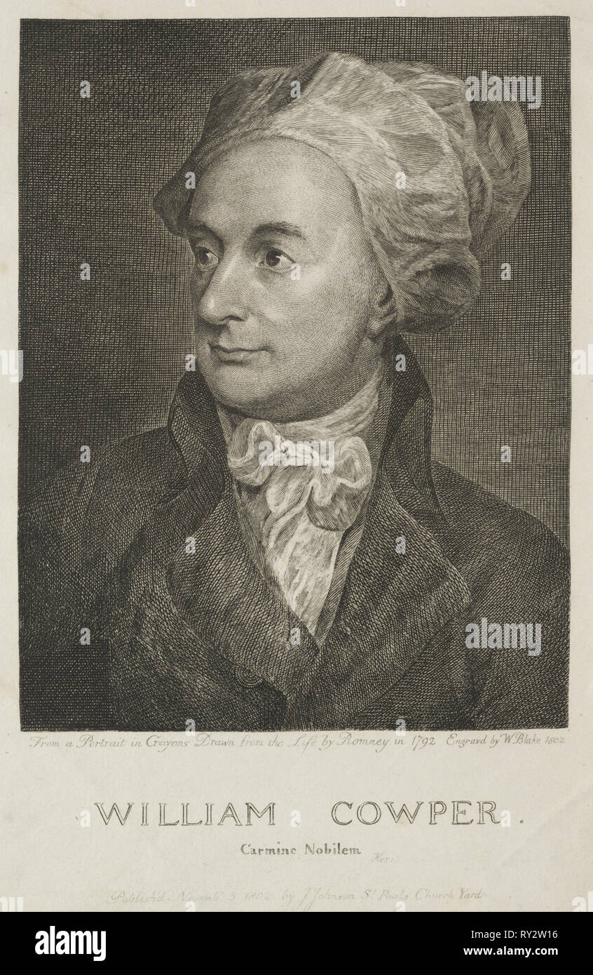 William Cowper, 1802. William Blake (British, 1757-1827). Incisione Foto Stock