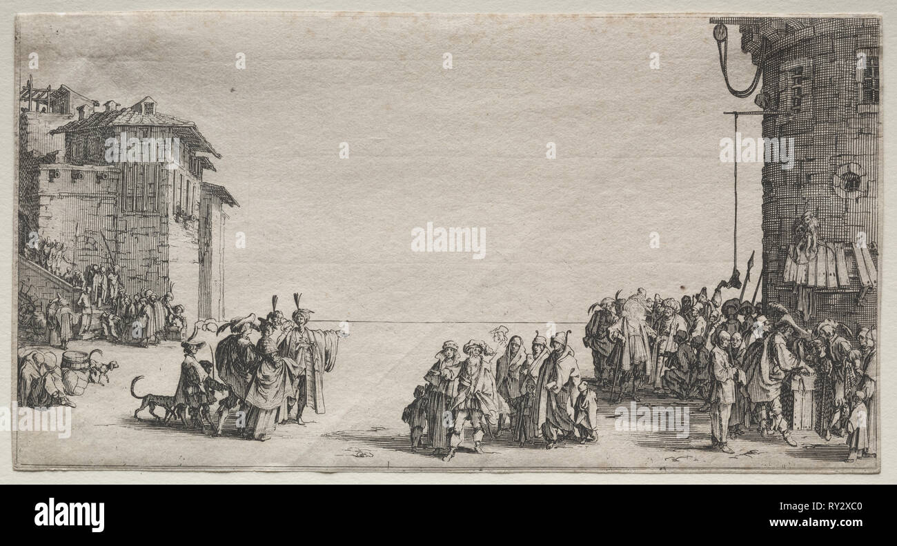 Il mercato degli schiavi, 1629. Jacques Callot (Francese, 1592-1635). Attacco Foto Stock
