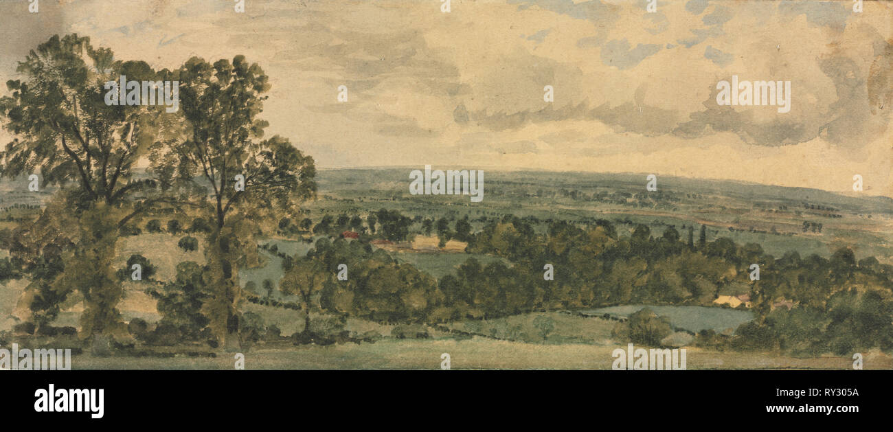 Paesaggio. John Constable (British, 1776-1837). Acquerello; foglio: 12,8 x 29,9 cm (5 1/16 x 11 3/4 in Foto Stock