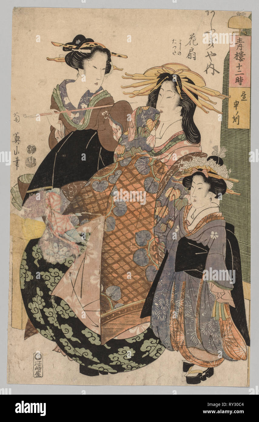 Due donne e una ragazza, 1800-1829. Kikugawa Eizan (giapponese, 1787-1867). Colore stampa woodblock; foglio: 37,5 x 24,2 cm (14 3/4 x 9 1/2 in Foto Stock