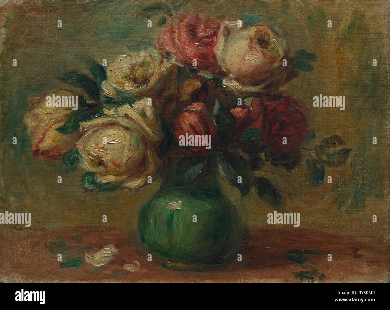 Rose in un vaso, c. 1890. Pierre-Auguste Renoir (Francese, 1841-1919). Olio su tessuto; senza cornice: 25,5 x 34 cm (10 1/16 x 13 3/8 in Foto Stock