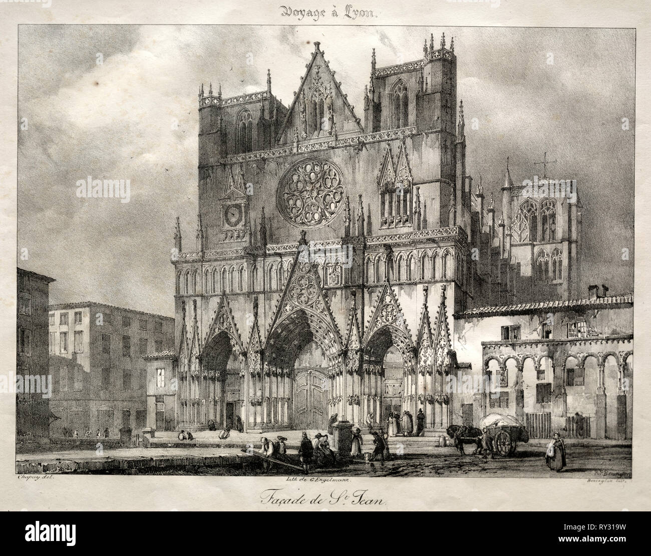 Chiesa di San Giovanni, Lione, c. 1825. Nicolas-Marie-Joseph Chapuy (Francese, 1790-1858). Litografia Foto Stock