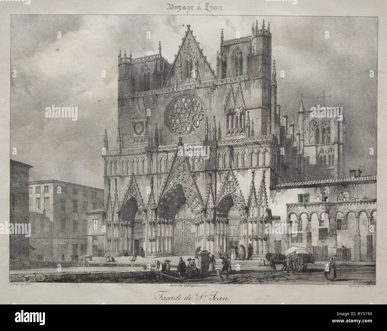 Chiesa di San Giovanni, Lione, c. 1825. Nicolas-Marie-Joseph Chapuy (Francese, 1790-1858). Litografia Foto Stock