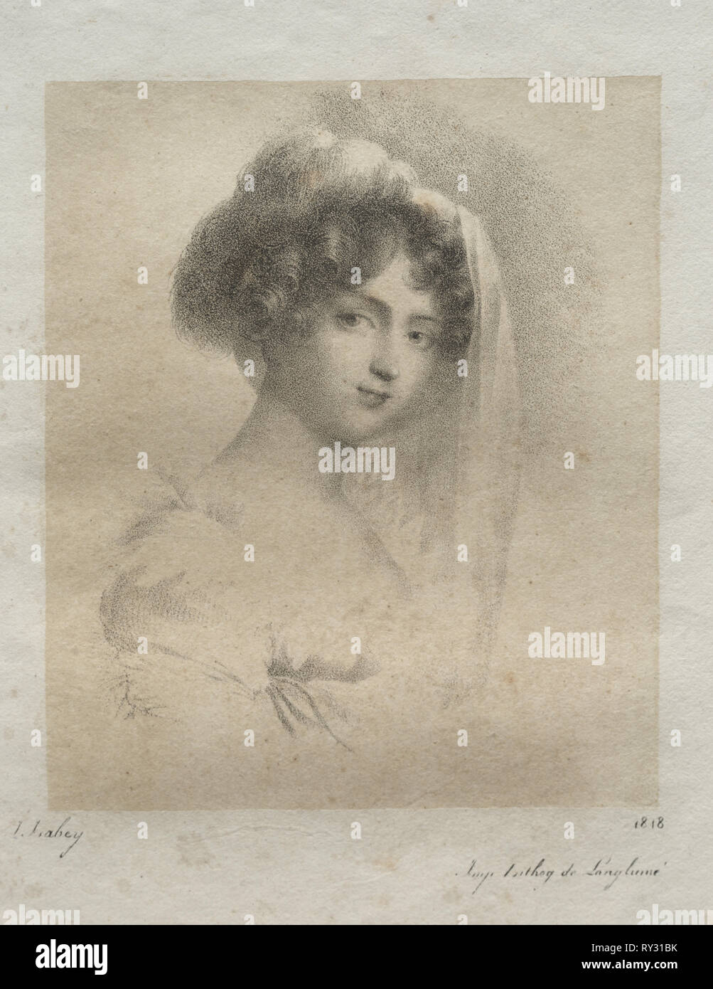 Mme. Horace Vernet, 1818. Jean-Baptiste Isabey (Francese, 1767-1855). Litografia Foto Stock