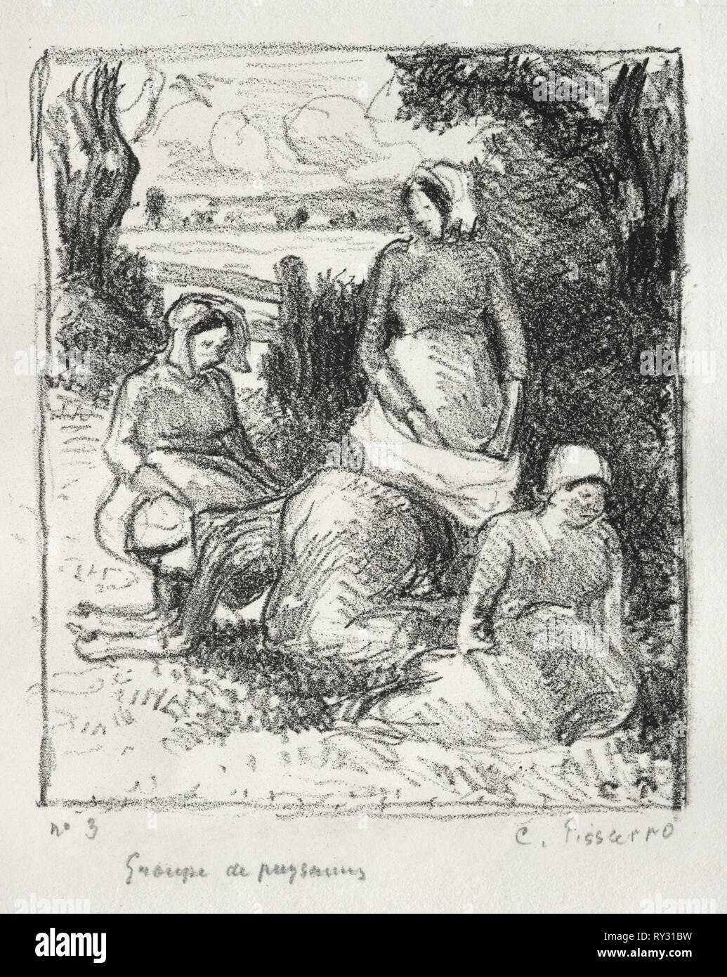 Un gruppo di contadini, c. 1896. Camille Pissarro (Francese, 1830-1903). Litografia Foto Stock