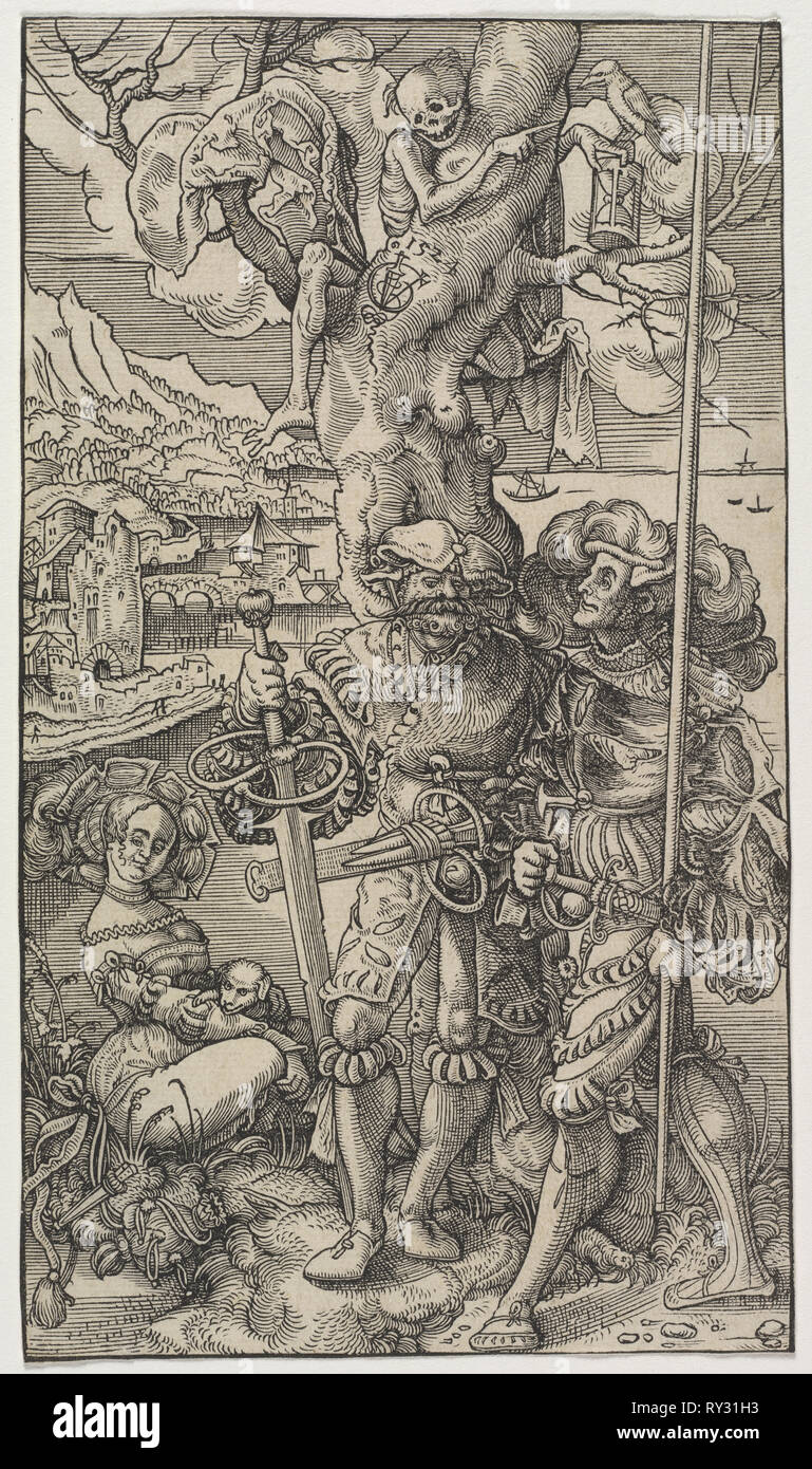 Mercenari e una donna con la morte in un albero, 1524. Urs mi Graf (Swiss, c. 1485-1527/29). Xilografia Foto Stock