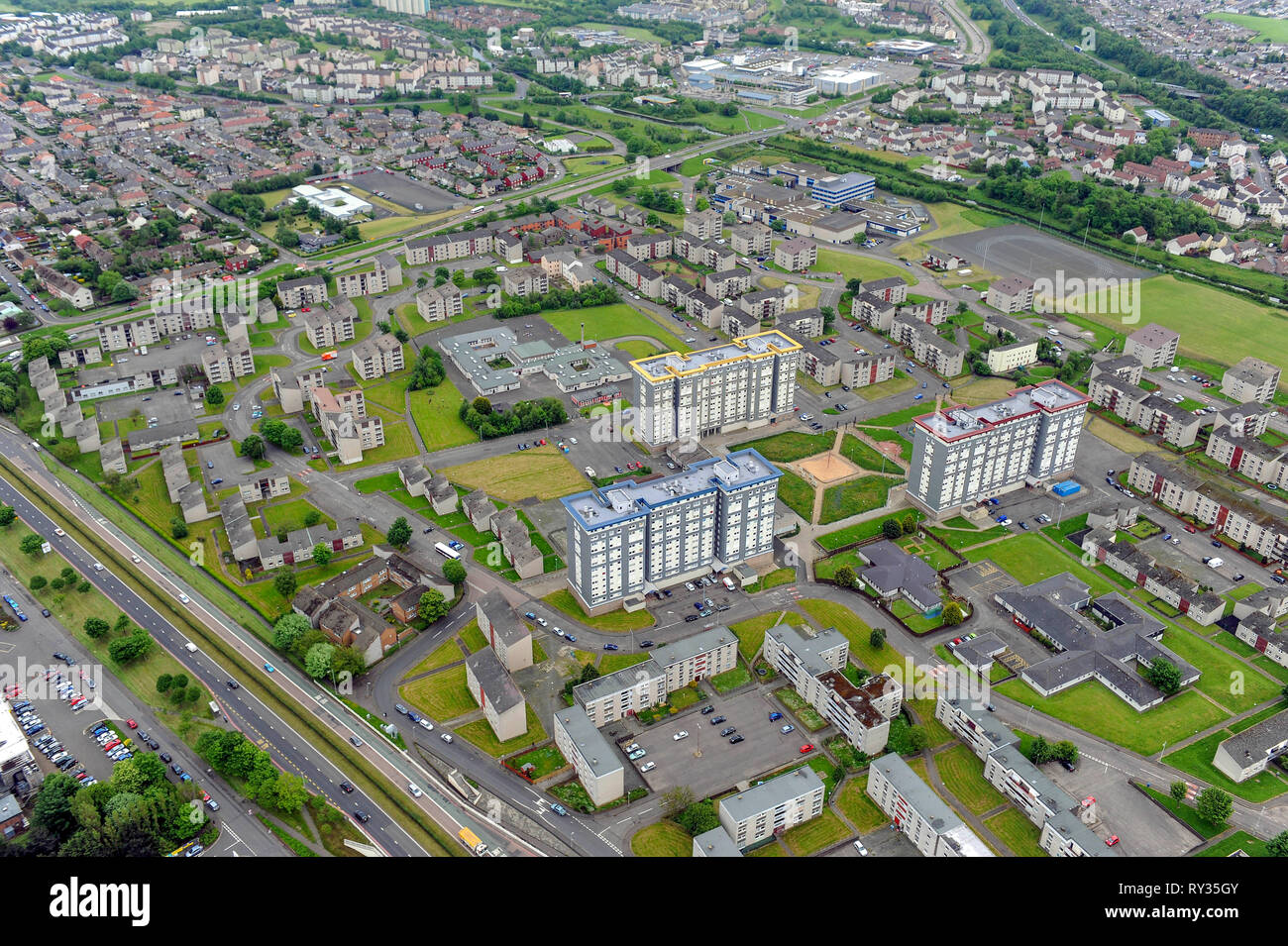 Vista aerea del Wester Hailes alloggiamento station wagon, a sud-ovest di Edinburgo. Foto Stock