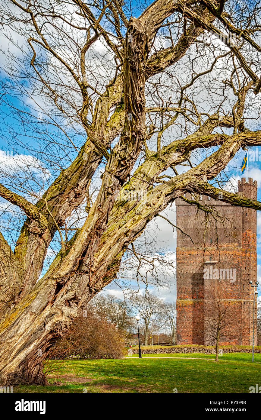 L'antica fortificazione medievale Karnan che si trova nella città svedese di Helsingborg. Il sito è un luogo di tante battaglie tra il Regno di Svezia Foto Stock