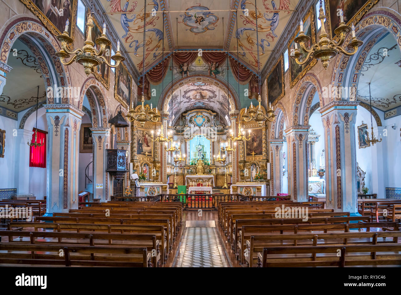 Der Innenraum Igreja Matriz de Sao Vicente, Sao Vicente, Madeira, Portogallo, Europa | Igreja Matriz de Sao Vicente interno, Sao Vicente, Madera, Por Foto Stock