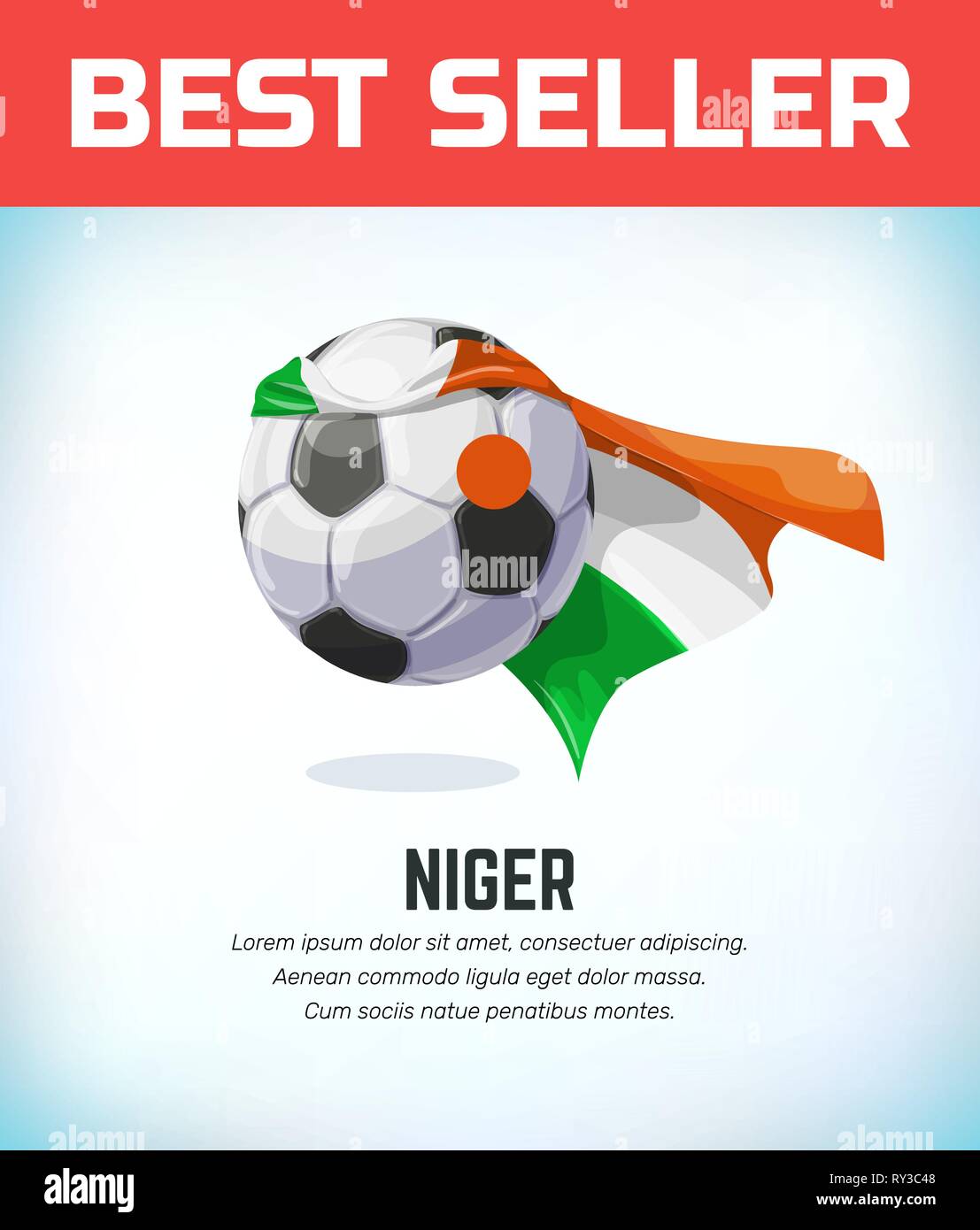 Niger , calcio nigeriana o pallone da calcio. Il calcio per la squadra nazionale. Illustrazione Vettoriale. Illustrazione Vettoriale