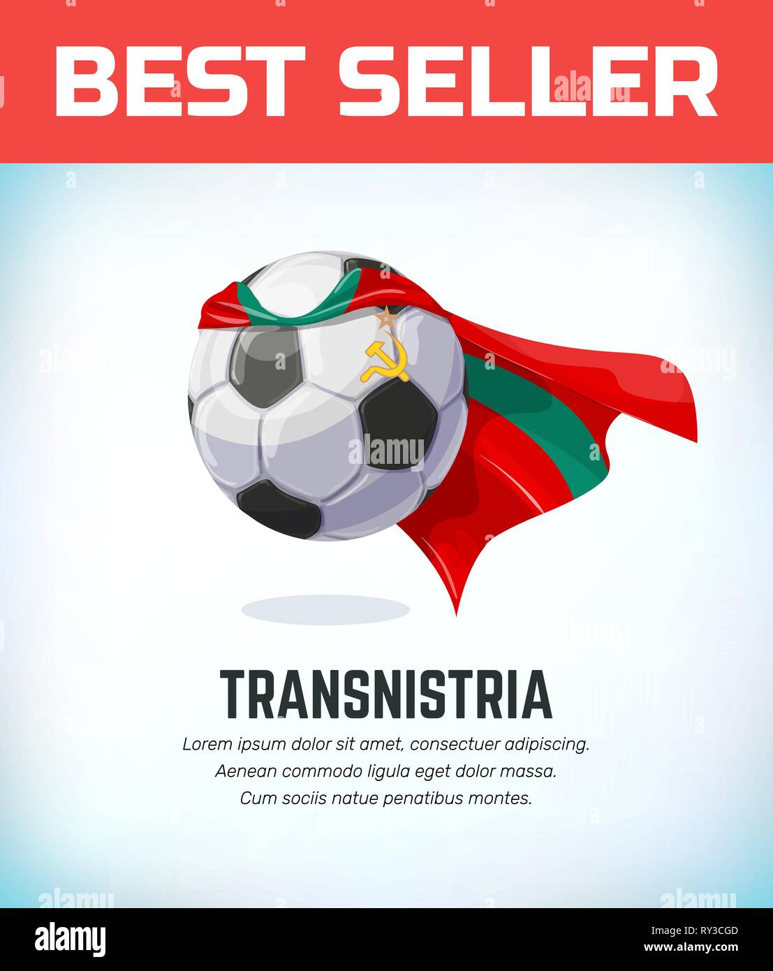 Transnistria il calcio o il pallone da calcio. Il calcio per la squadra nazionale. Illustrazione Vettoriale. Illustrazione Vettoriale