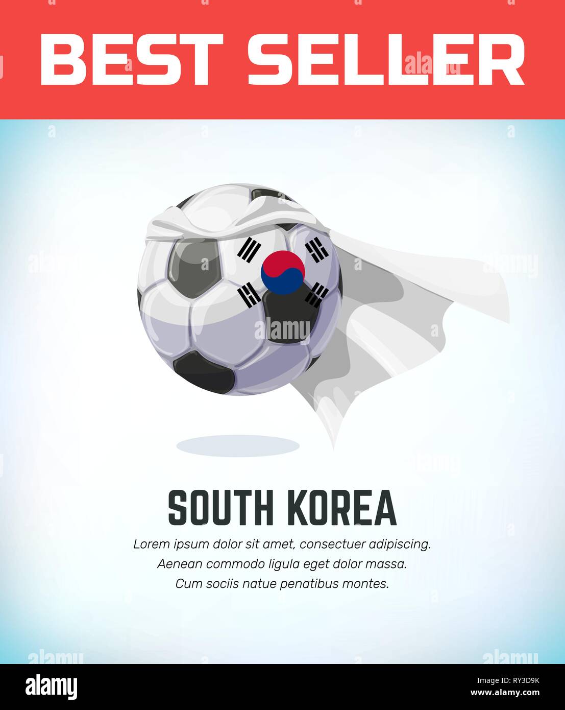 Corea del Sud il calcio o il pallone da calcio. Il calcio per la squadra nazionale. Illustrazione Vettoriale. Illustrazione Vettoriale