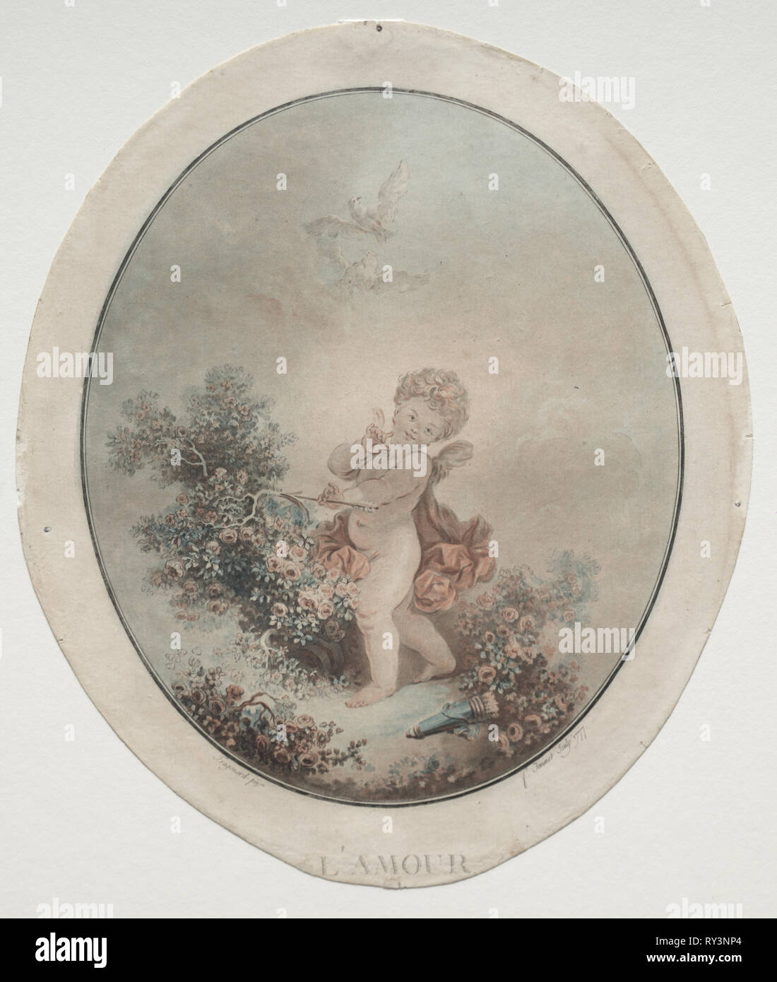 Cupido, 1777. Jean François Janinet (Francese, 1752-1814). La puntasecca Foto Stock