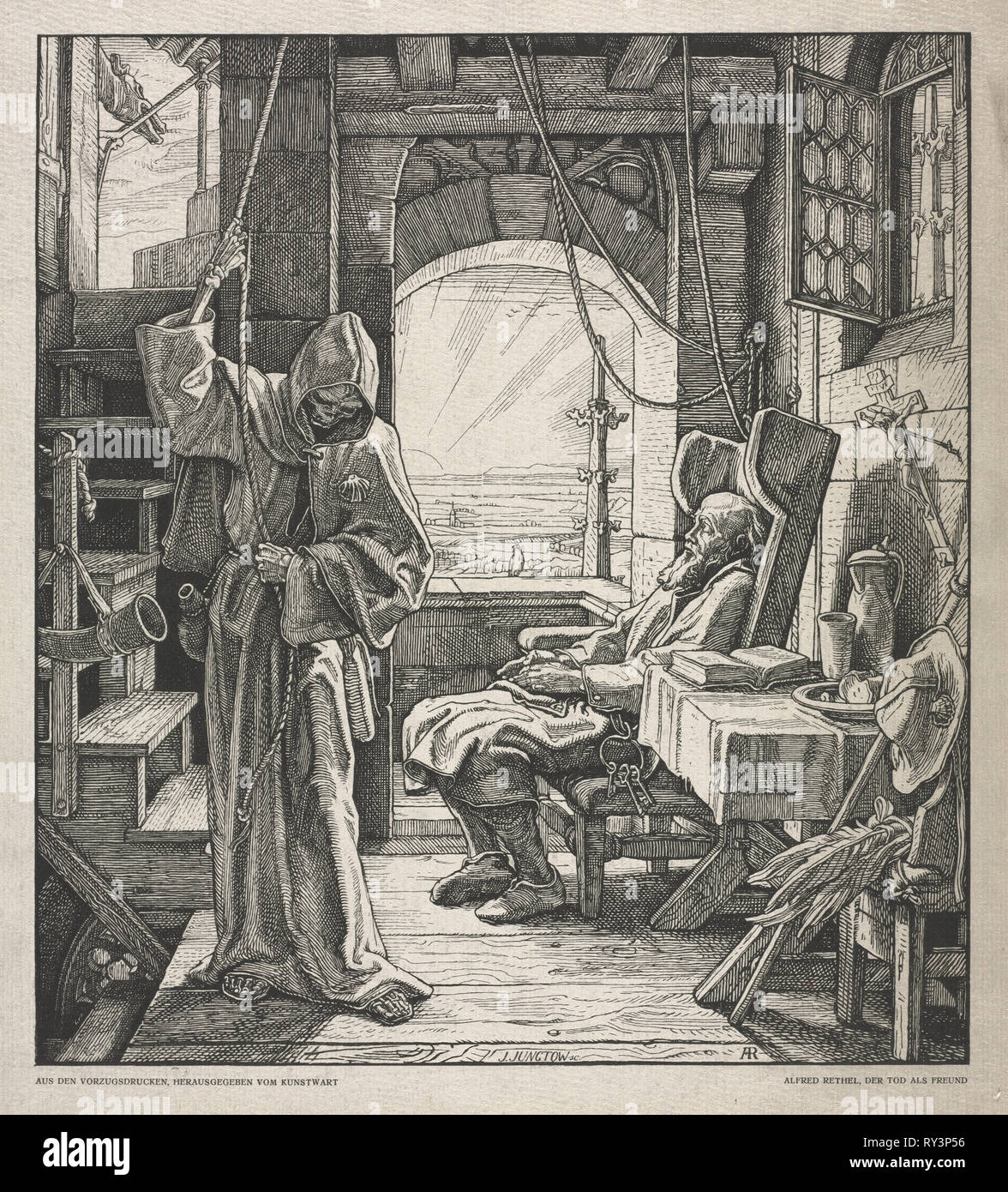 La Danza della morte: la morte come un amico, 1850. Alfred Rethel (Tedesco, 1816-1859). Xilografia Foto Stock