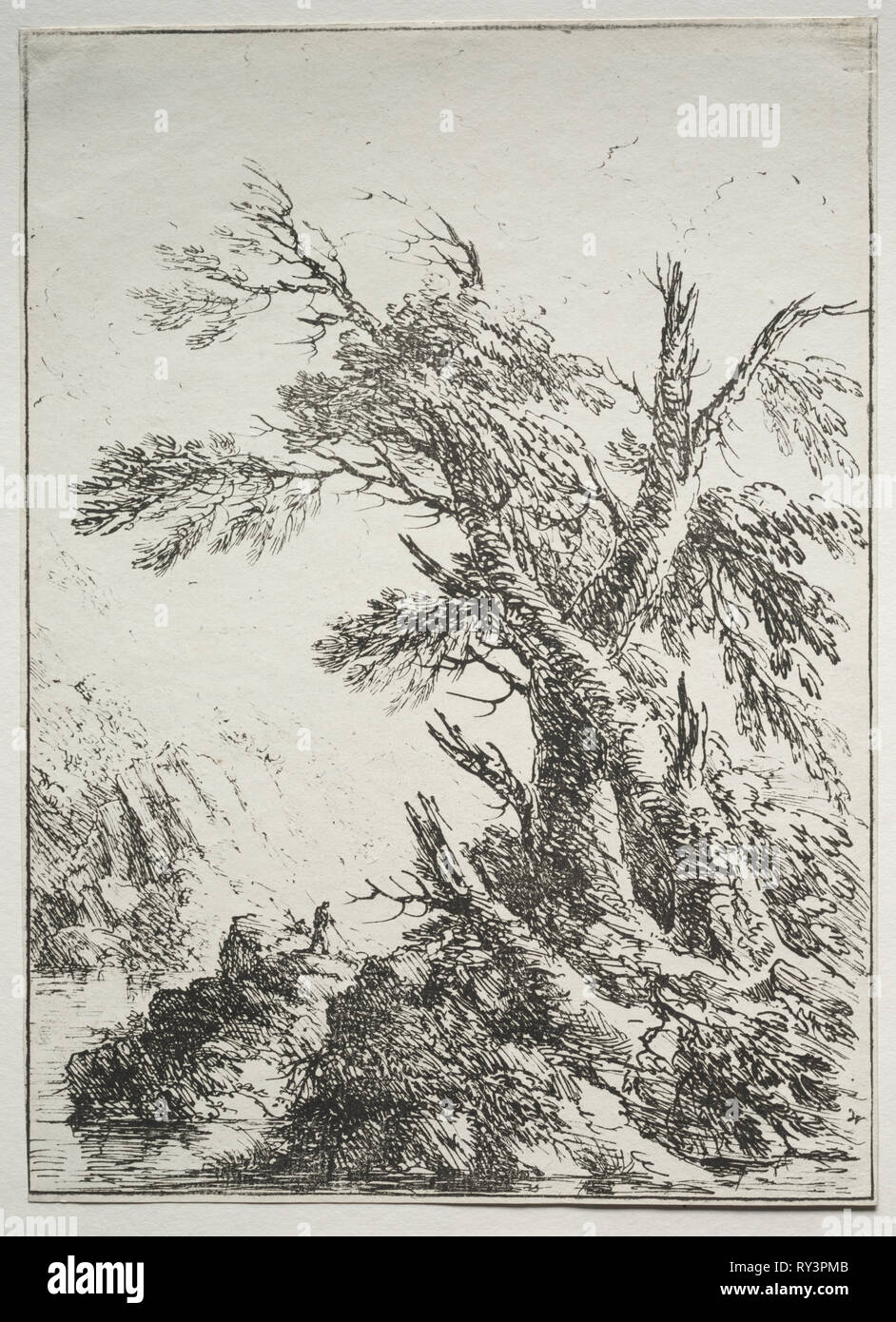 Esemplari di Polyautography: lungo la riva di un fiume. Henry Richard Warwick (British, 1779-1853). Litografia Foto Stock