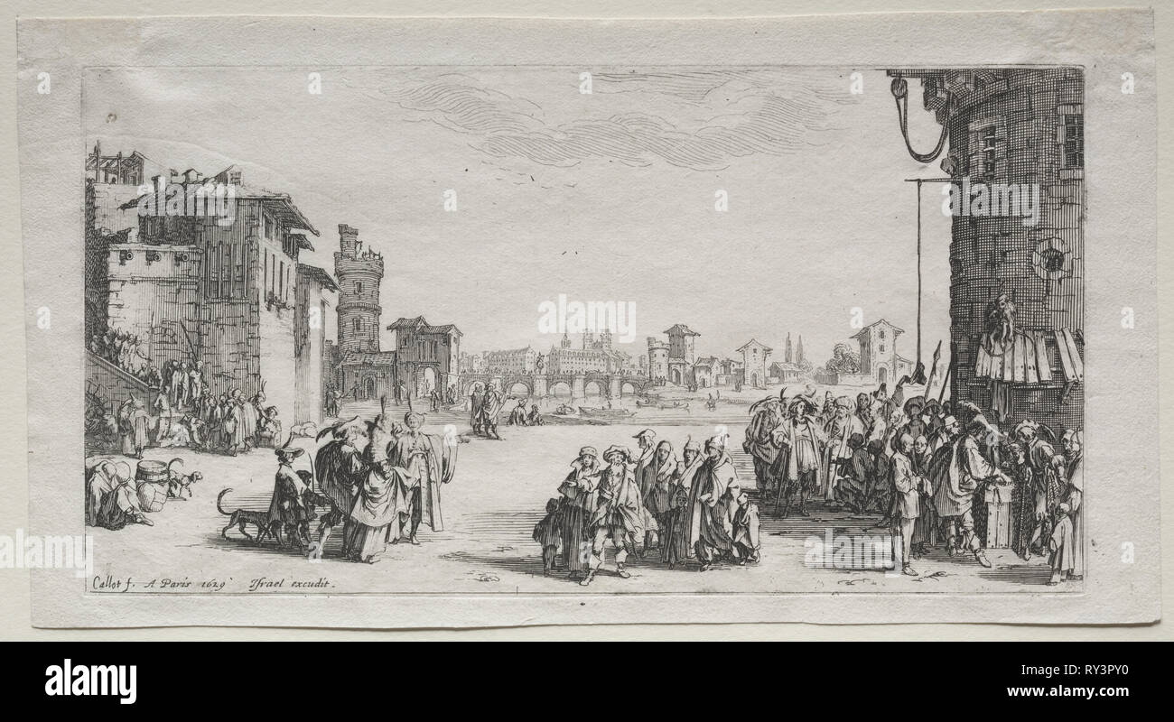 Il mercato degli schiavi, 1629. Jacques Callot (Francese, 1592-1635). Attacco Foto Stock