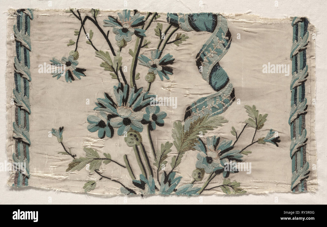 Due pezzi di ricamo, 1723-1774. Philippe de Lasalle (Francese, 1723-1805). Ricamo, seta; complessivo: 23,7 x 40,2 cm (9 5/16 x 15 13/16 in Foto Stock