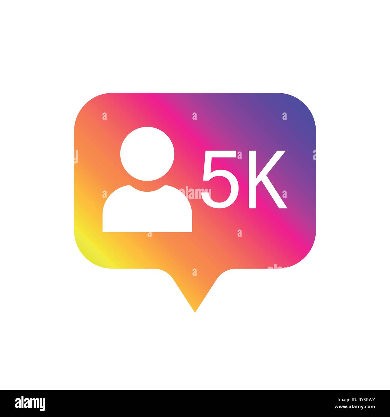 Inseguitore icona piatta. Piatto semplice design. Icona ama 5K. Simbolo pulsante,, ui web. Social media ama 5000. Illustrazione Vettoriale. Isolare su bianco backgro Illustrazione Vettoriale