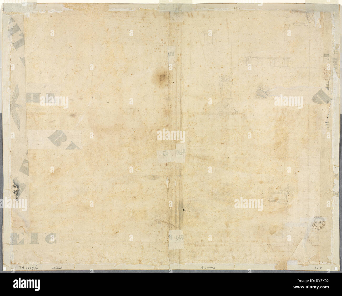 Schizzi di Windows e dei pilastri del piano attico del Collegio di Propaganda Fide (verso), 1665. Lievin Cruyl (fiammingo, c. 1640-c. 1720). Grafite; foglio: 38,9 x 48,9 cm (15 5/16 x 19 1/4 in Foto Stock