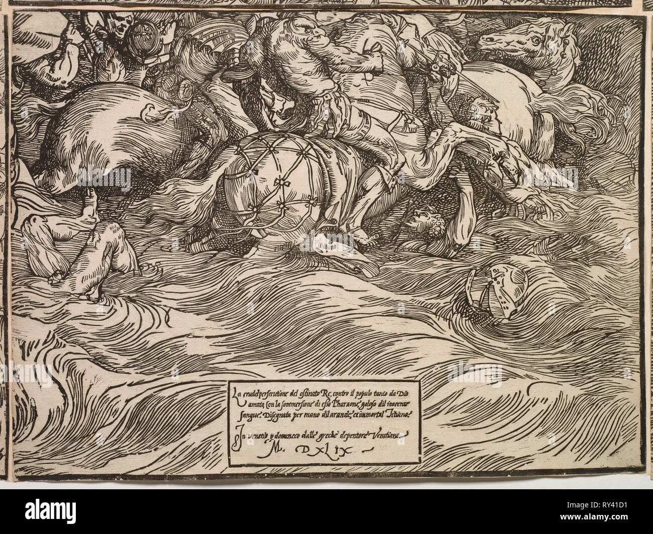 La sommersione dell'esercito del Faraone nel Mar Rosso, 1514-14 Foto Stock