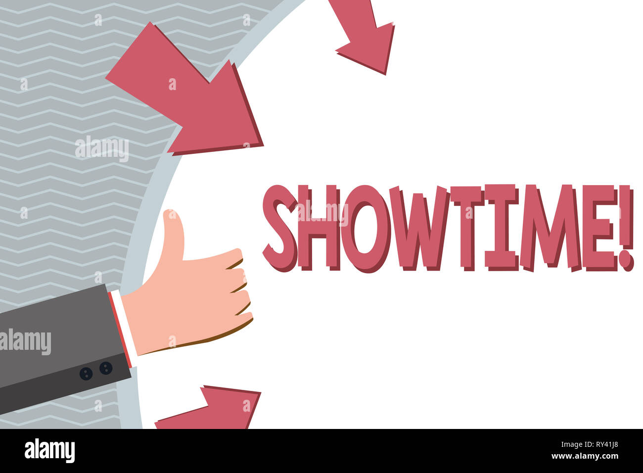 Conceptual la scrittura a mano che mostra Showtime. Concetto significato volta a riprodurre film Perforanalysisce Concerto evento è programmato per iniziare Foto Stock