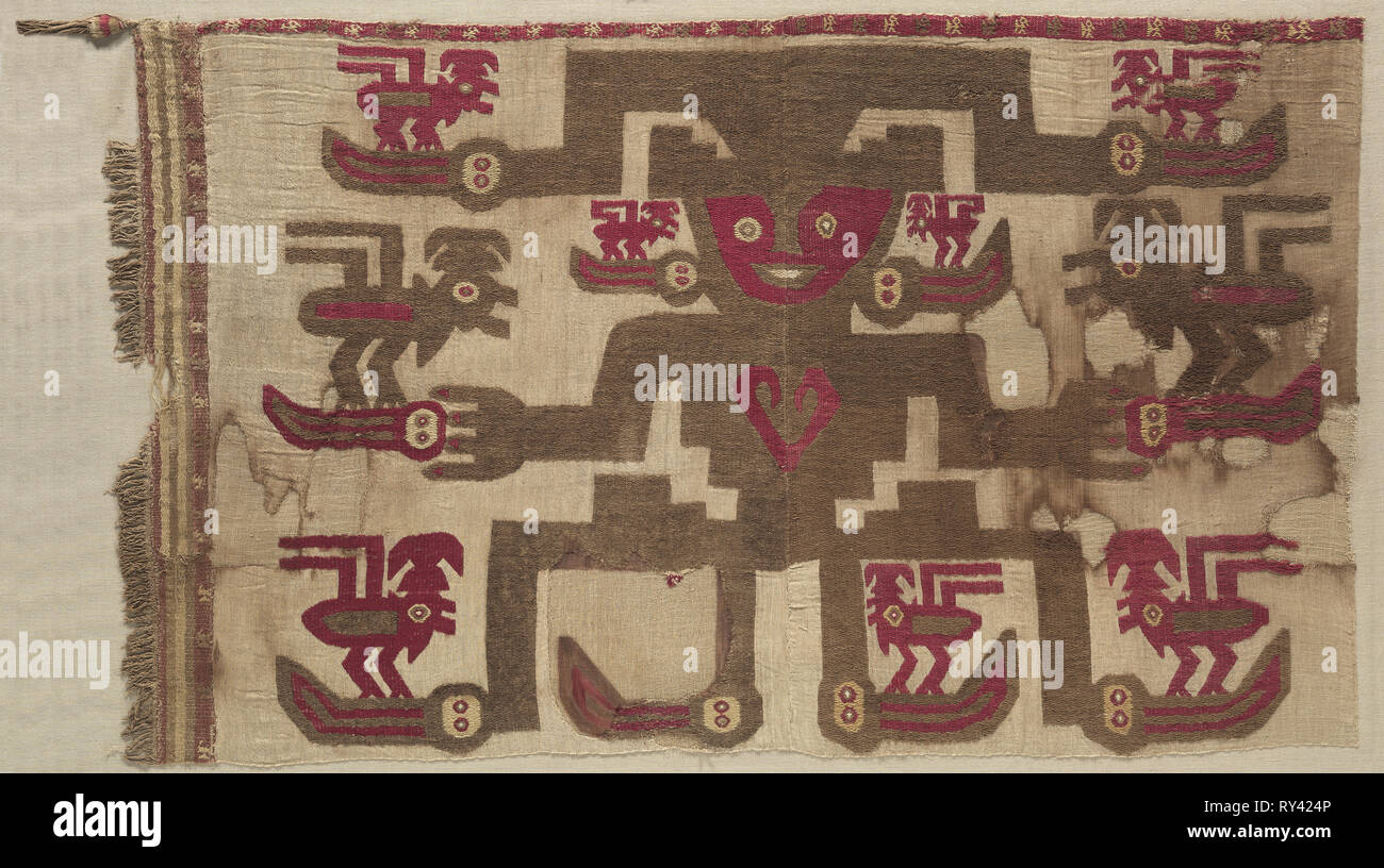 Stoffa di grandi dimensioni, 1100-1400. Perù, Costa Nord, cultura Chimú, 12th del XV secolo. Plain tabby, broccato: lana e cotone; media: 88,9 x 149,9 cm (35 x 59 Foto Stock