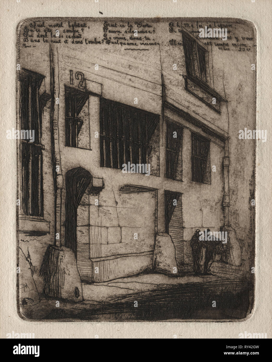 Incisioni di Parigi: la strada dei Bad Boys, 1854. Charles Meryon (Francese, 1821-1868). Attacco Foto Stock
