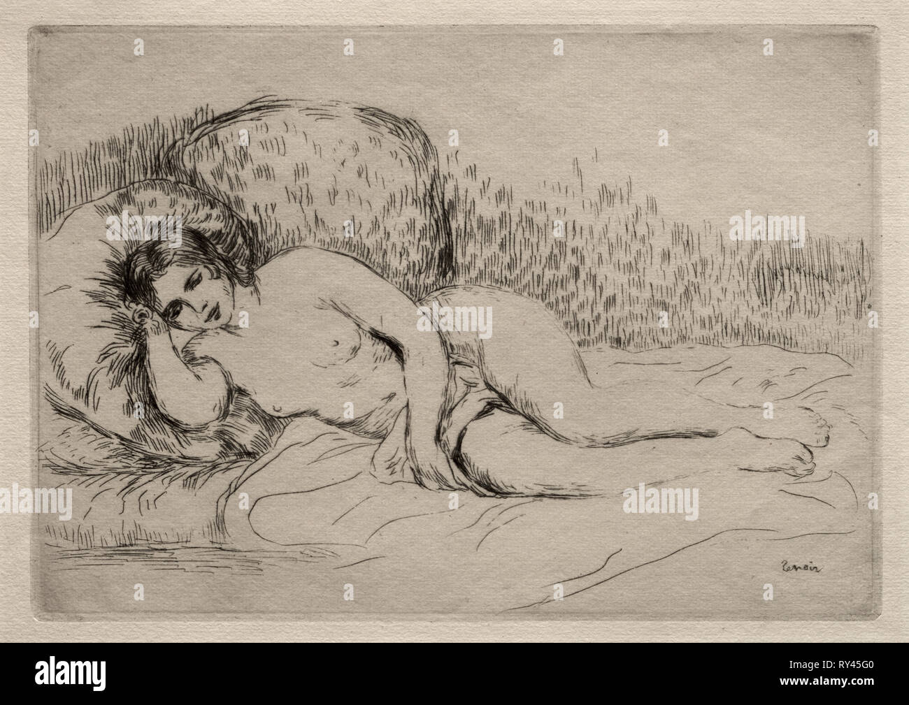 Femme nue couchée. Pierre-Auguste Renoir (Francese, 1841-1919). Attacco Foto Stock