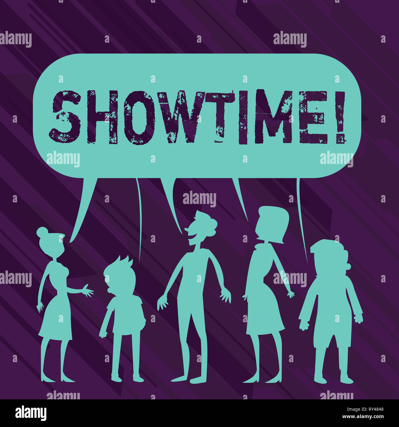 Conceptual la scrittura a mano che mostra Showtime. Concetto significato volta a riprodurre film Perforanalysisce Concerto evento è programmato per iniziare Foto Stock