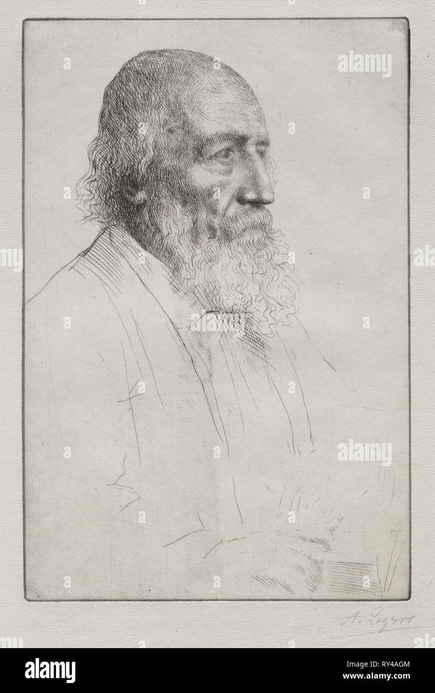 Alfred Tennyson signore. Alphonse Legros (Francese, 1837-1911). Puntasecca Foto Stock