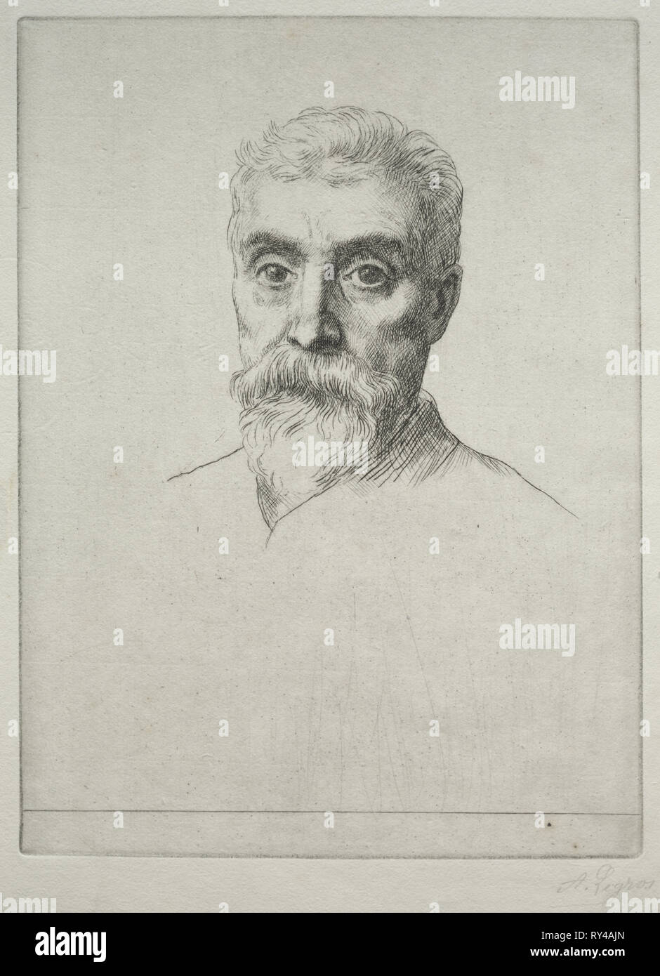 Ritratto di sir Hiram S. Maxim. Alphonse Legros (Francese, 1837-1911). Puntasecca Foto Stock