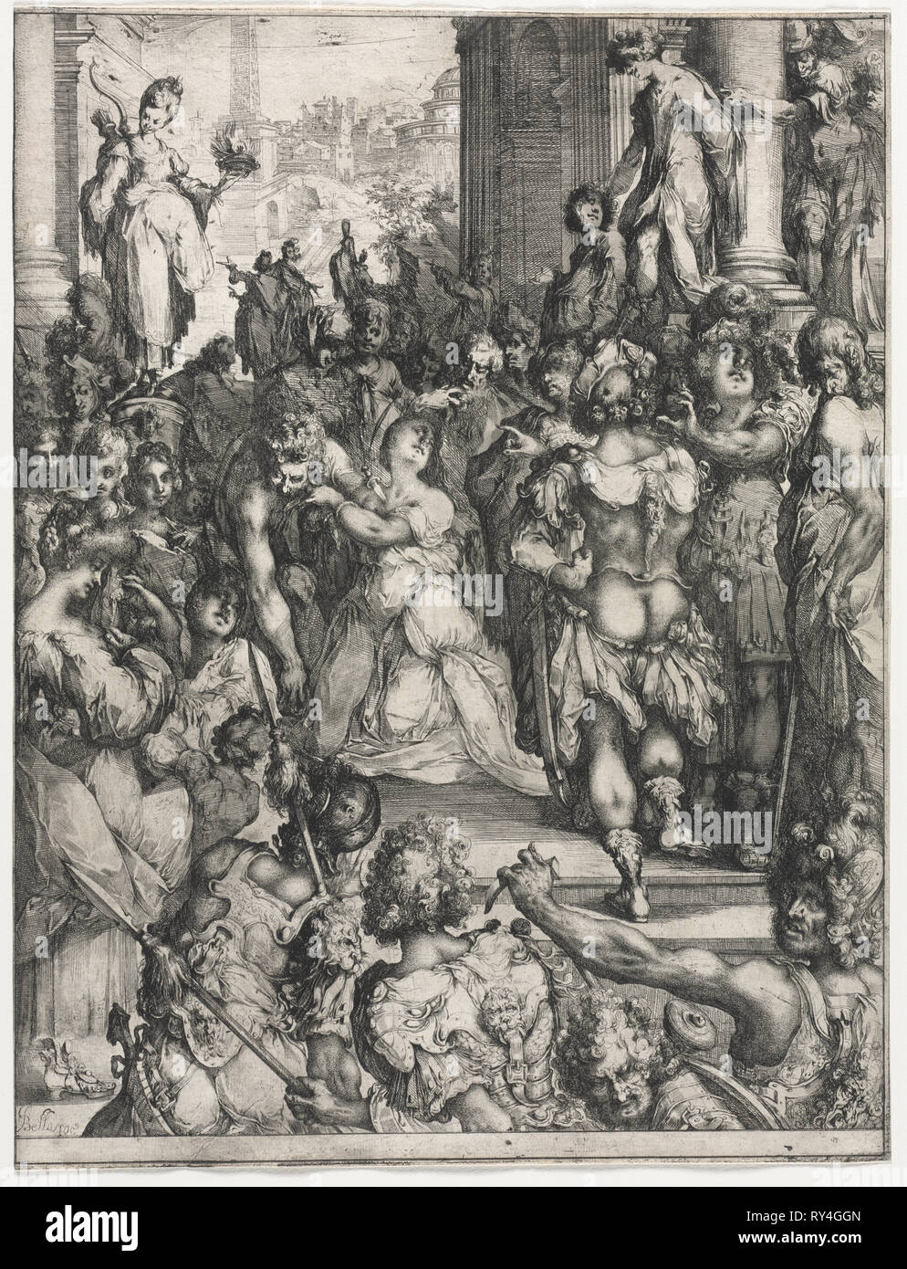 Il Martirio di Santa Lucia. Jacques Bellange (francese, c.1575-1616). Attacco Foto Stock