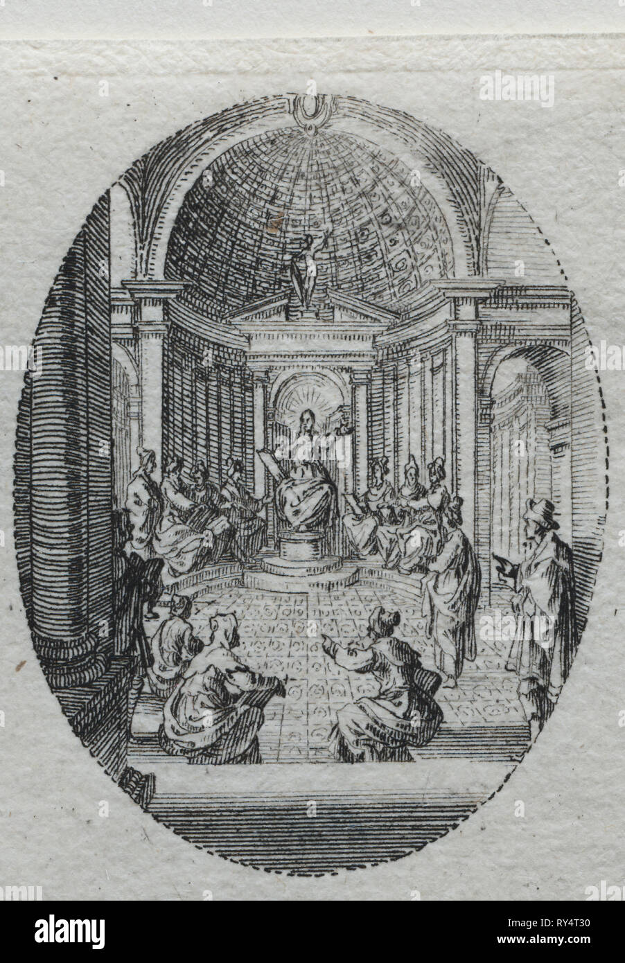 I misteri della Passione di Cristo a disputare con i dottori. Jacques Callot (Francese, 1592-1635). Attacco Foto Stock