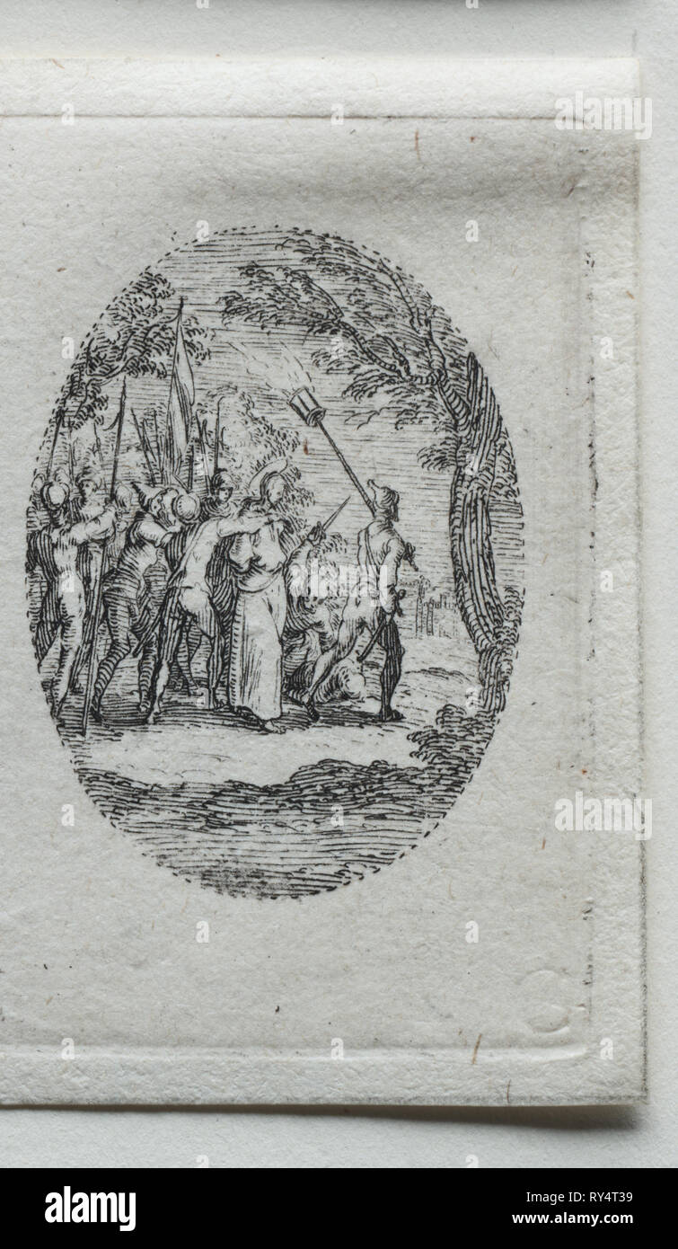 I misteri della Passione: Cristo preso prigioniero. Jacques Callot (Francese, 1592-1635). Attacco Foto Stock