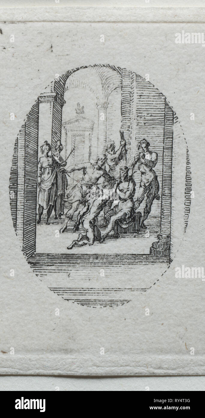 I misteri della Passione: Cristo coronato di spine. Jacques Callot (Francese, 1592-1635). Attacco Foto Stock